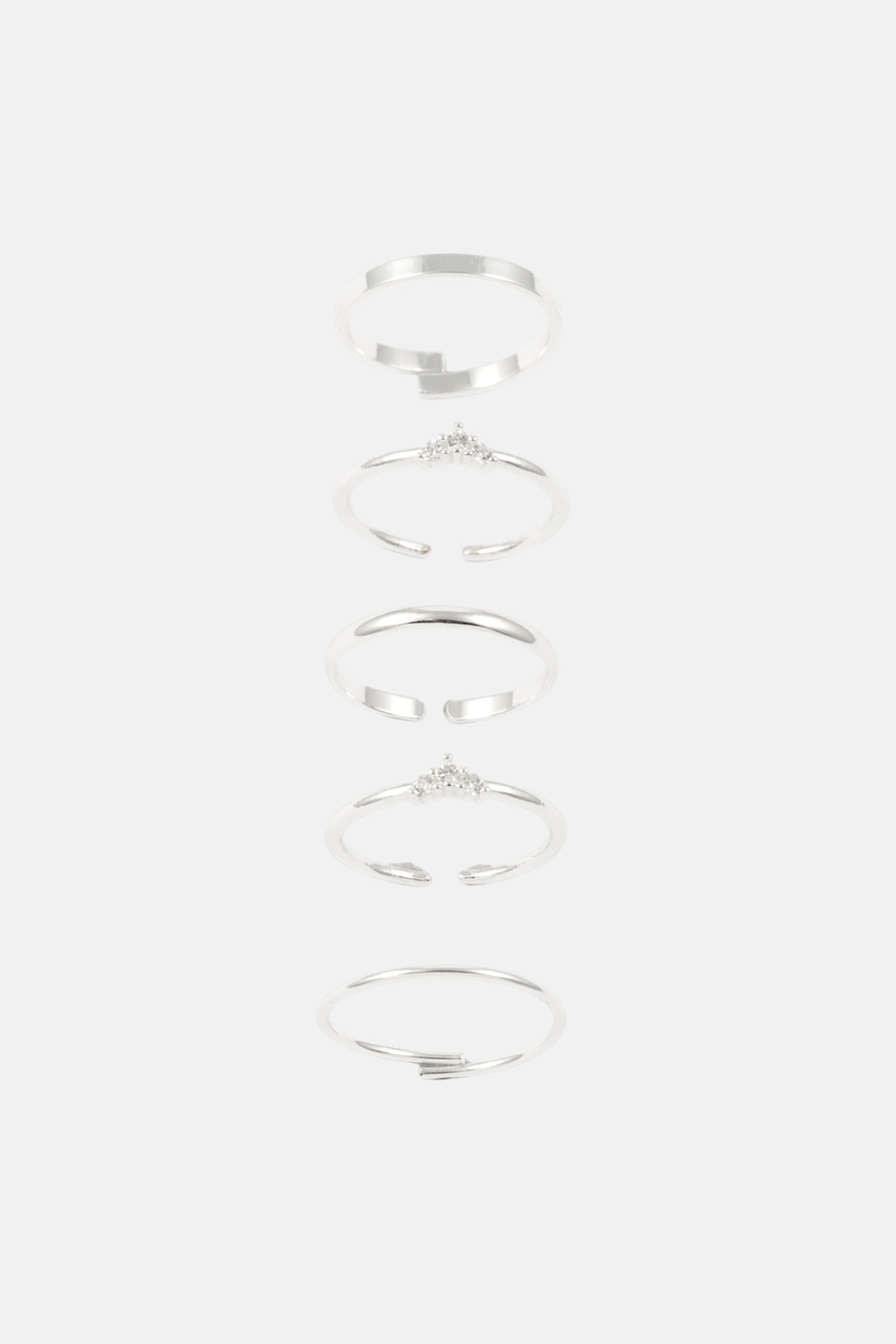 SILVER CZ DANTY 5 PACK ADJUSTABLE RING
