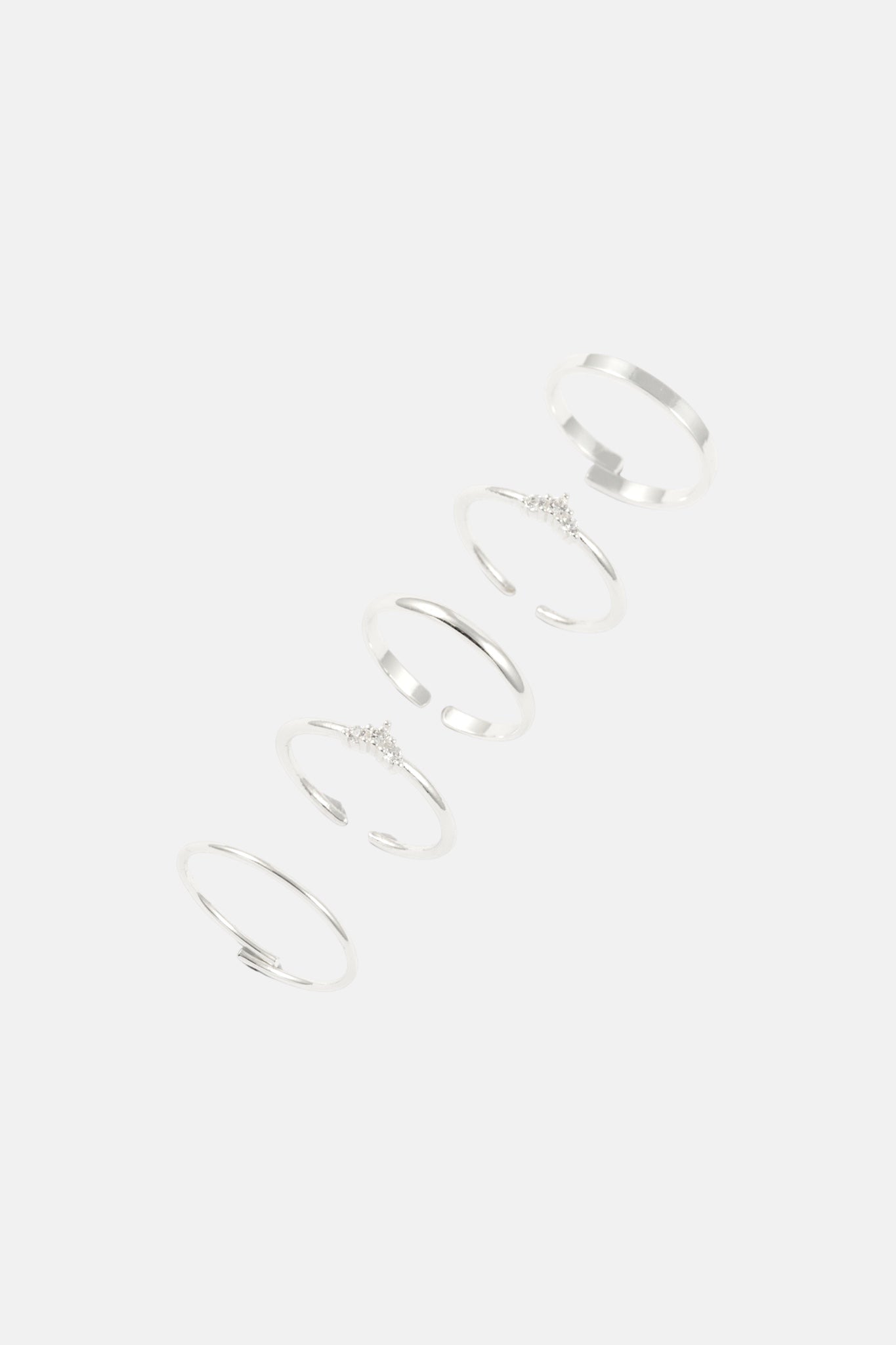 SILVER CZ DANTY 5 PACK ADJUSTABLE RING
