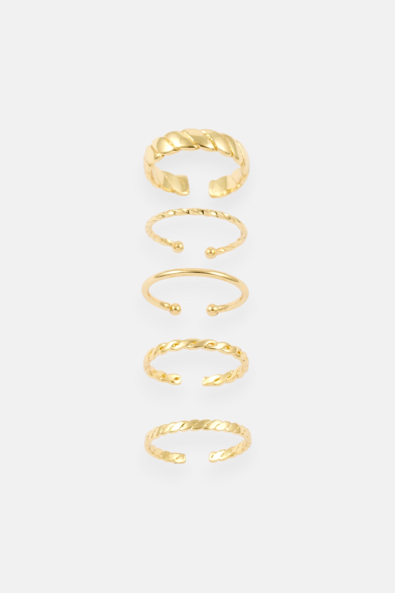 GOLD BAGUETTE DOUBLE TWIST 3 RING ADJ PACK