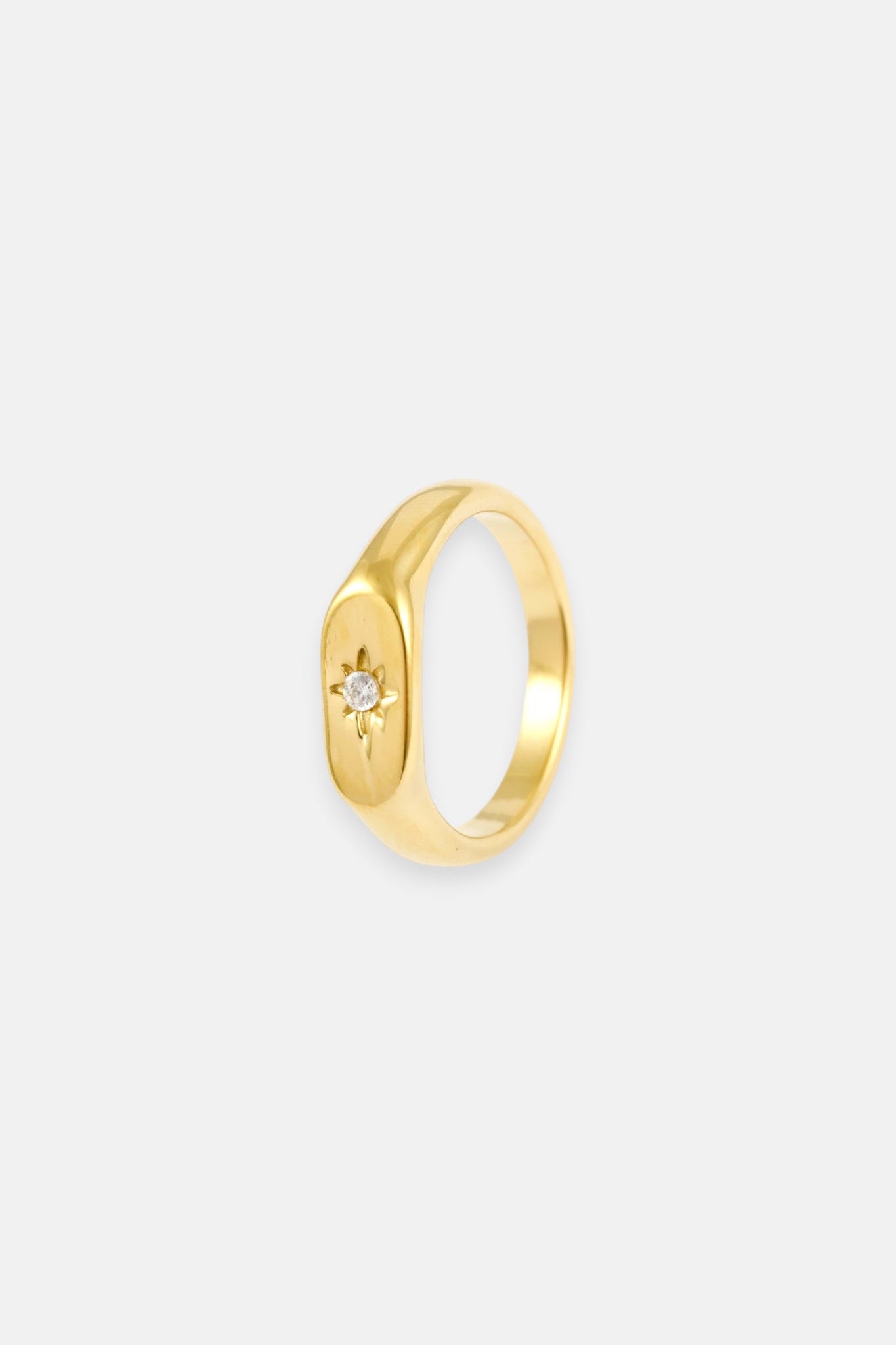 GOLD ROUND BRILLIANT BIRTHSTONE RING-FEBRUARY-S/M