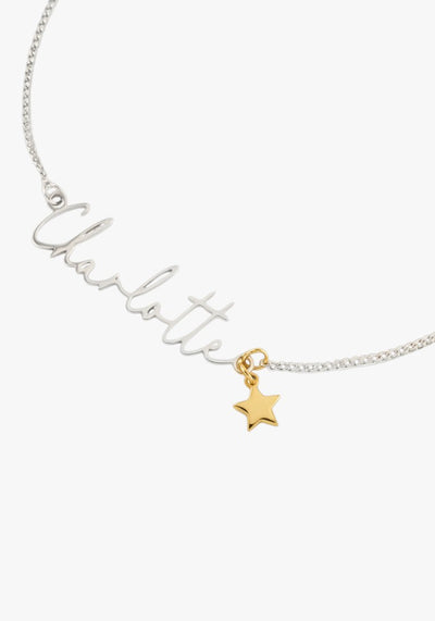 WATERPROOF SILVER CUSTOM NAME AND CHARM NECKLACE