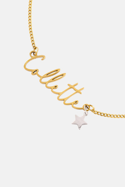 WATERPROOF GOLD CUSTOM NAME AND CHARM NECKLACE